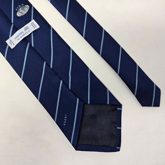 FÉDÉRATION INTERNATIONALE DE RUGBY AMATEUR FIRA TIE BLUE STRIPE 3.75" X 55" - Picture 4 of 5